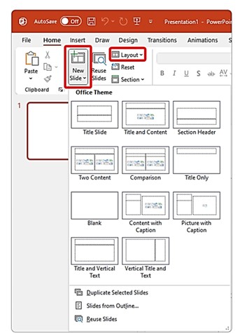 Slide Layouts in PPT