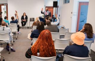 Coppin Schwab day attendees at a session in the College of Business